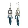 Trendy Ethnic Retro Multicolor Feather Beaded Circle Dangle Earrings