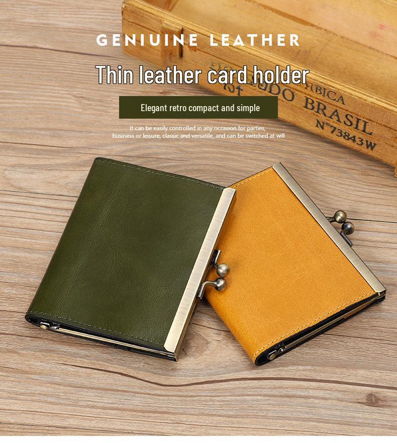 2022 Dámský držák na ID karty z pravé kůže Retro s více drážkami z hovězí kůže