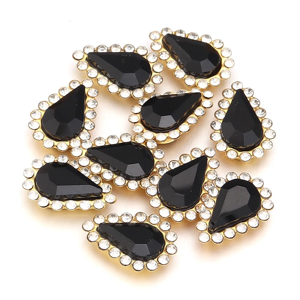 

20pcs/lot 8x13mm Double Layer Acrylic Rhinestone Beads Waterdrop Shape Sew On Rhinestones For DIY Clothing Hairpin Decoration чёрный