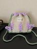 Handgefertigte Wollstrickblume Kordelzugtasche Mini Umhängetasche für den täglichen Gebrauch