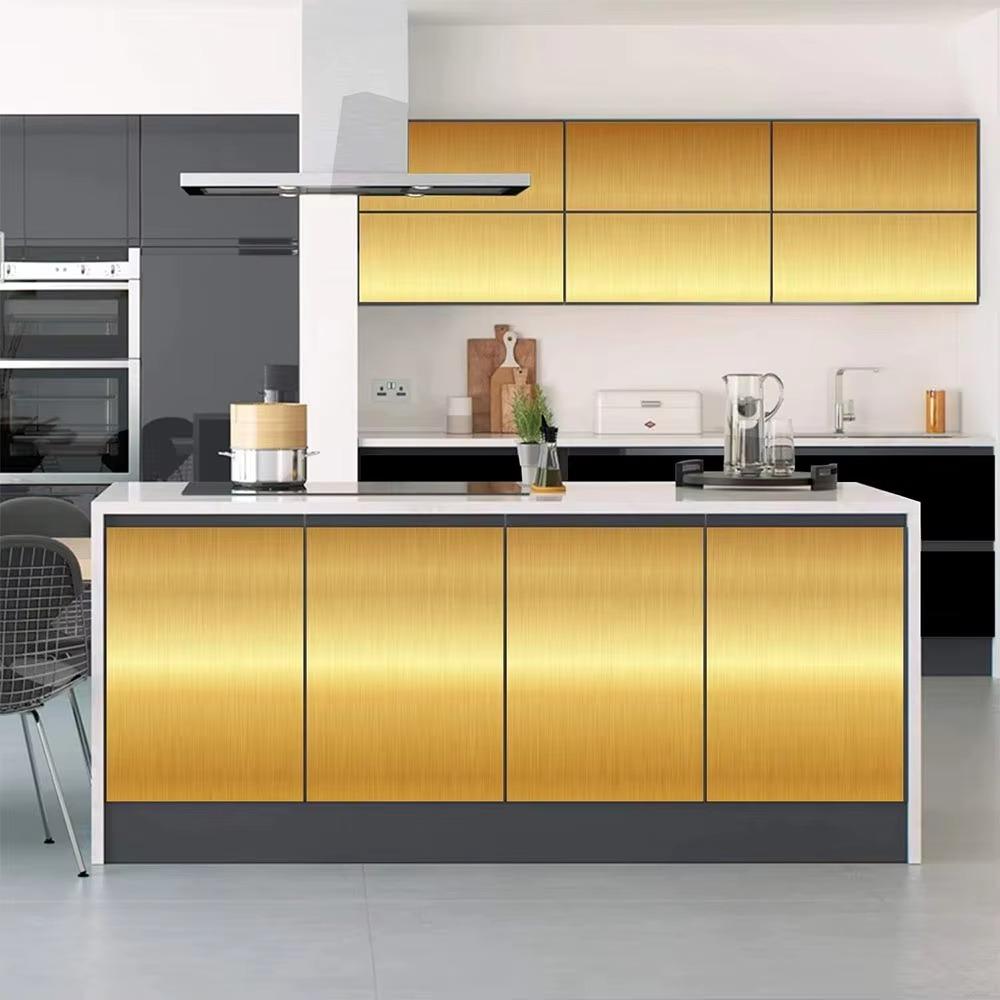 PVC Stainless Brushed Silver Removable Wallpaper Decor Film Vinyl Waterproof Oil-proof House Appliance Kitchen Elevator Sticker