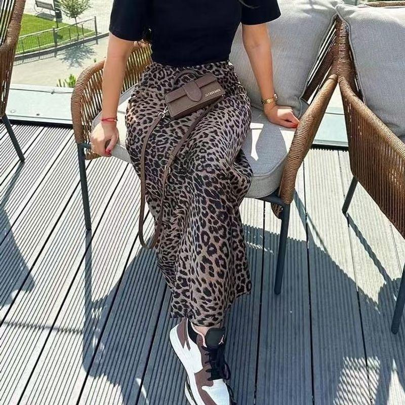Western Style Leopard Print Print Sexy Sheath Fishtail Skirt Printed Leopard Print Skirt