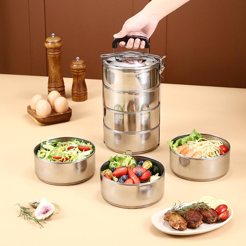 2/3/4/5 Layers Stainless Steel Lunch Box Lunch Container Heatable Portable Lunch Box Outdoor Thickened Large Capacity Pot