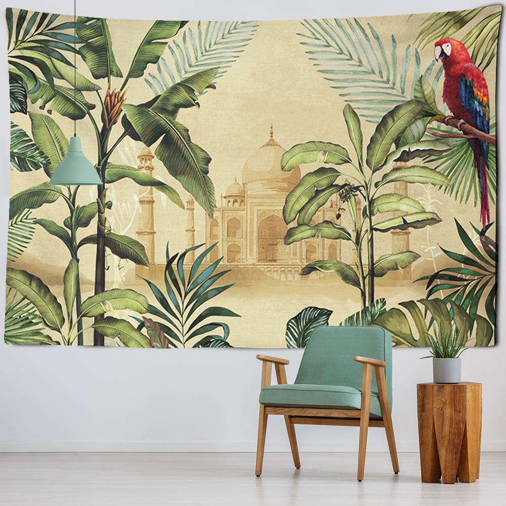 Customizable Palm Tree Tapestry Wall Hanging Tropical Leaves Floral Pattern Wall Beach Mat Animal Background Rug Tapestry