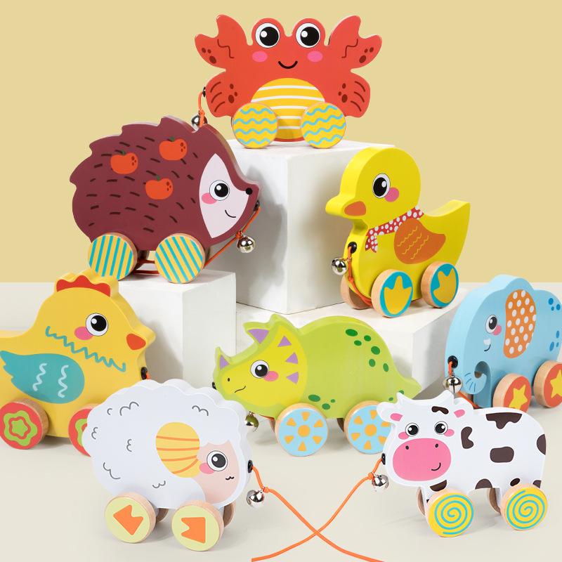 Cartoon Animal Pull Cart and Leash - Early Education Toy for Infants 0-3 Years