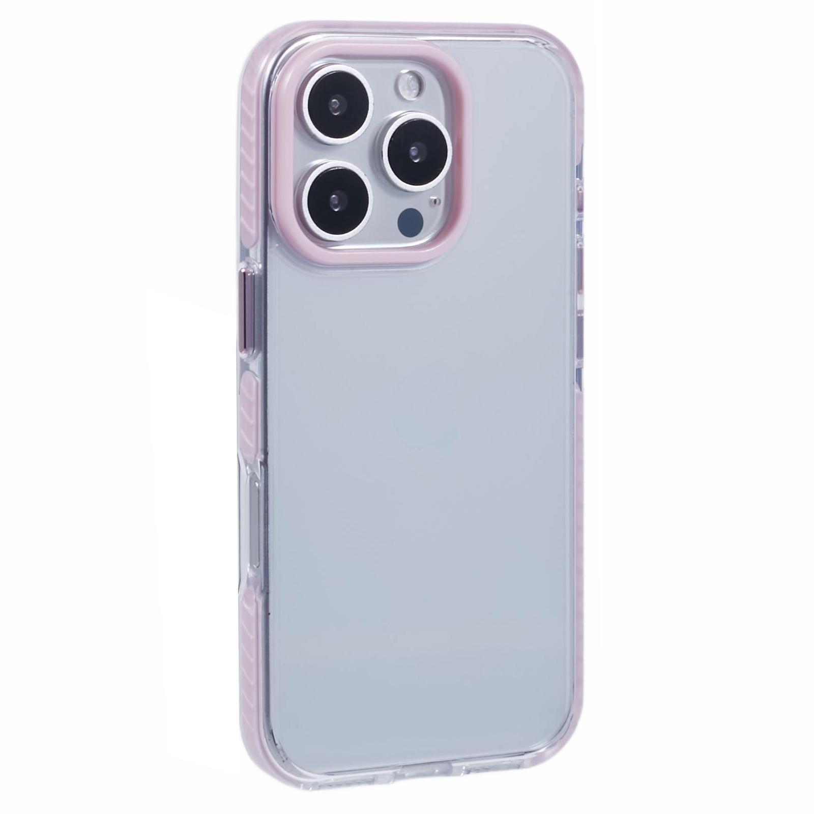 

For iPhone 16 Pro Max Clear Case TPU+PC Shockproof Phone Back Cover Pink
