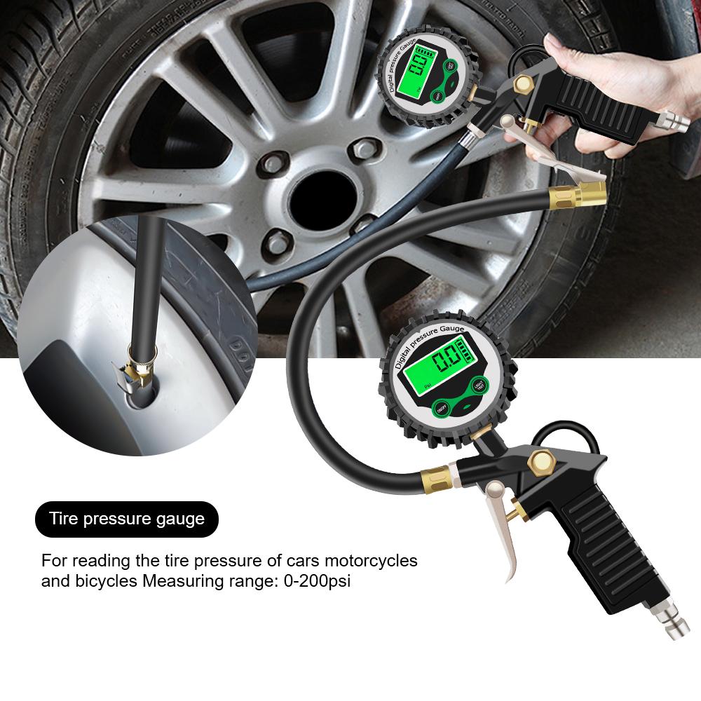 Inflation Monitoring Manometer LED Backlight Vehicle Tester Car EU Tire Air Pressure Inflator Gauge Digital LCD Display
