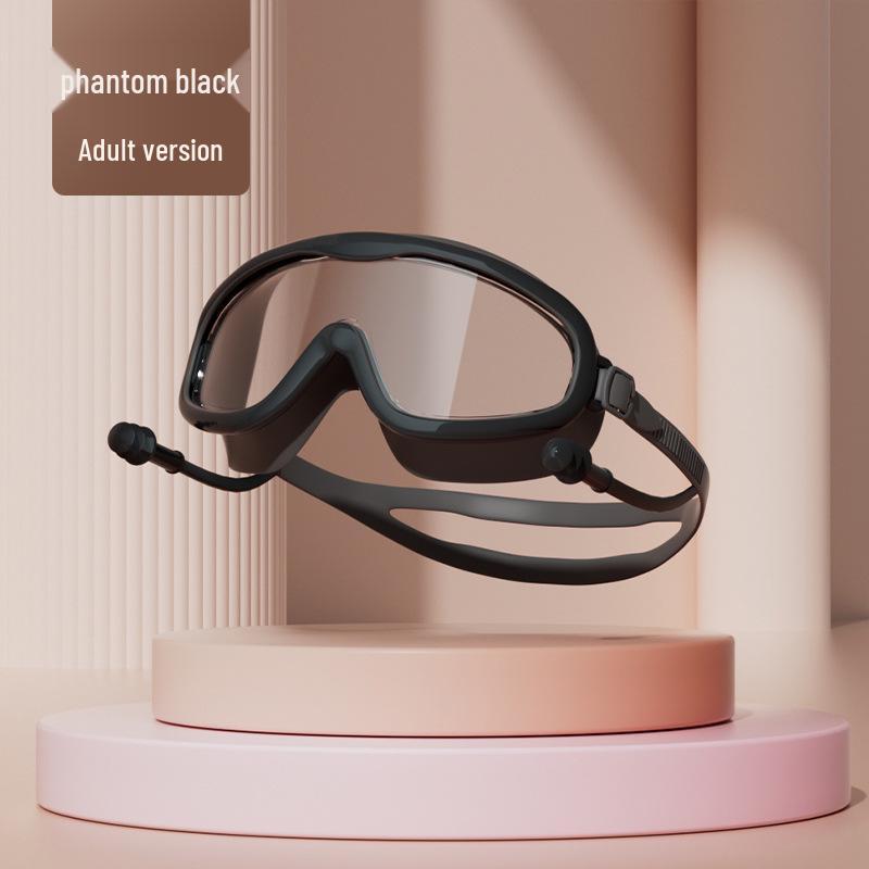 

New Large Frame Waterproof Anti-Fog High Definition Swimming Goggles & Diving Cap Set for Adults and Children