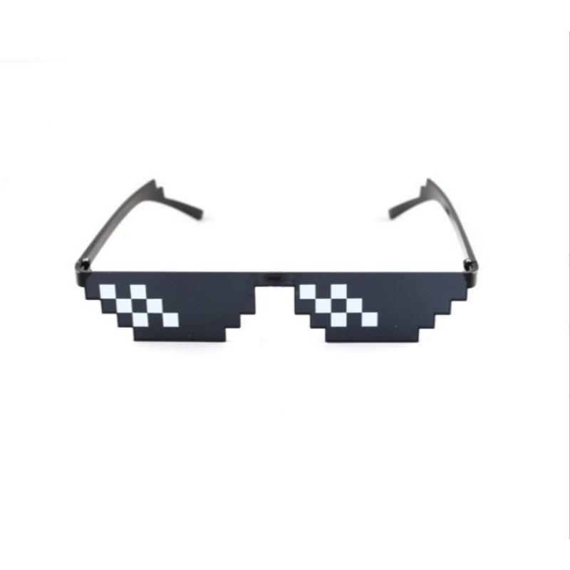 2Pcs Mosaic Sunglasses Cool Party Vintage Shades Eyewear For Men Pixelated Sunglasses Funny Women Glasses