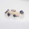 5Pcs/Set Bohemian Vintage Blue Stone Alloy Finger Ring Women Charming Jewelry