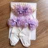 Baby Girl Socks Set Princess Full Moon 100 Days Photo Infant Socks Set Hair Accessories Baby Headband