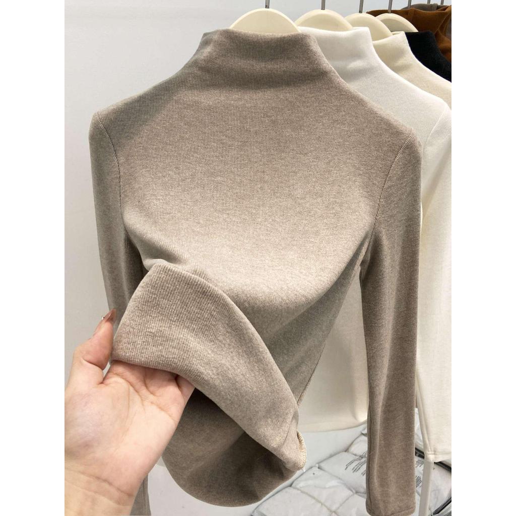 Women's Slim Fit German Velvet Turtleneck Long Sleeve Top - Fall/Winter, Figure-Flattering, Ins Style