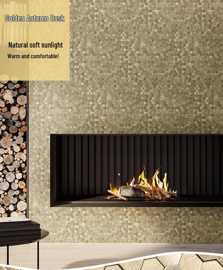 3D Sechseckige Metallmosaik Tapete für Wohnzimmer- und Badezimmerwände
