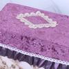 Soft Fabric Toilet Cover Luxurious Flannel Toilet Tank Cover with Lace Trim Side Pockets Soft Plush Toilet Lid for Ultimate