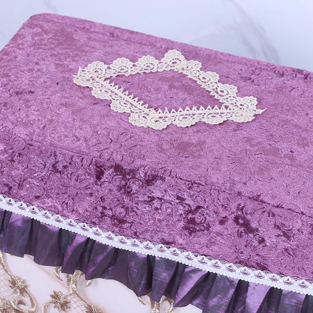Soft Fabric Toilet Cover Luxurious Flannel Toilet Tank Cover with Lace Trim Side Pockets Soft Plush Toilet Lid for Ultimate