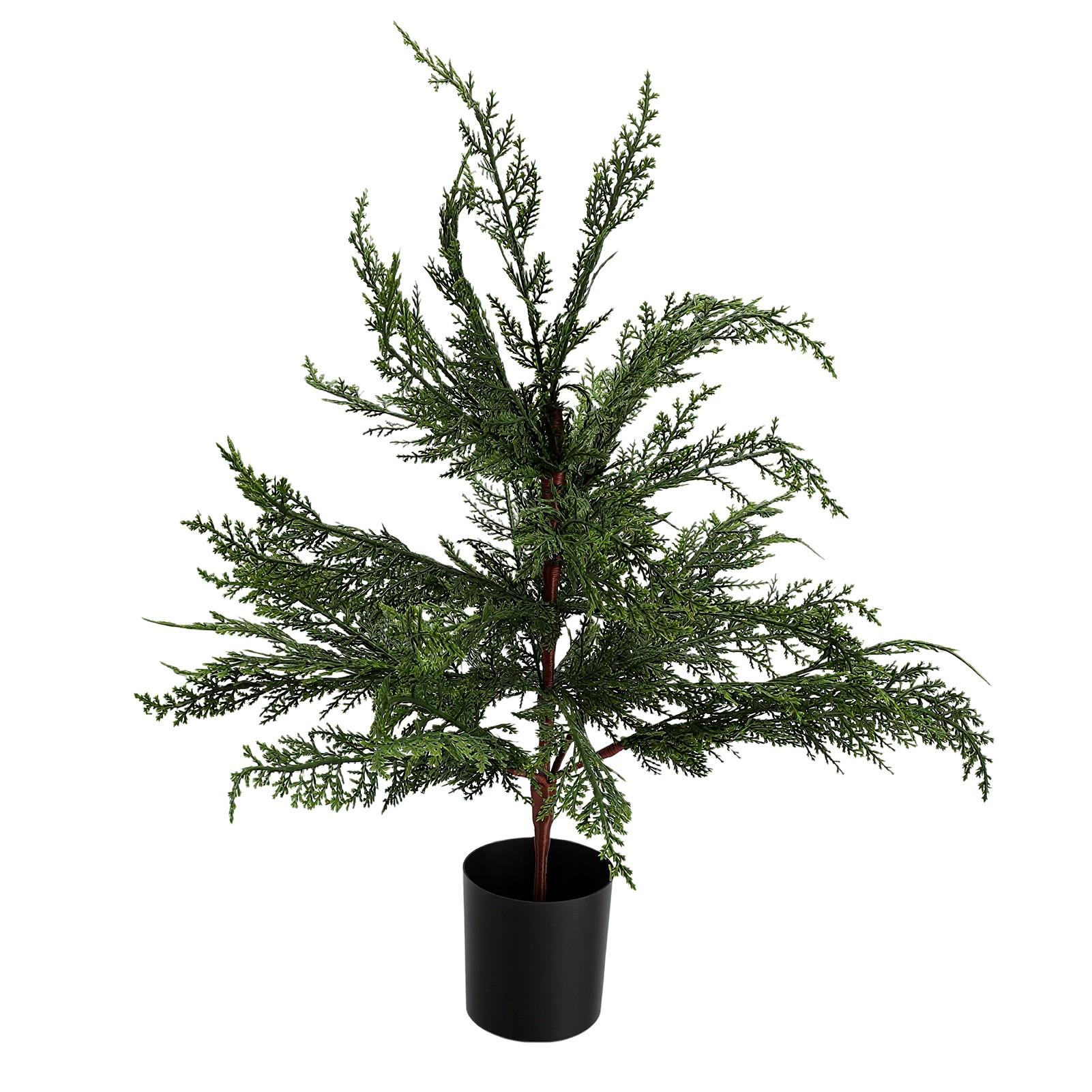 Arbre de Cyprès Artificiel 2 Pieds Mini Cyprès de Table Réaliste Pré-assemblé Arbre de Noël pour Maison Bureau