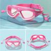 Lunettes de natation pour enfants avec bouchons d'oreilles PC Anti-buée Lunettes de natation Ak2191 Rose Blanc Style Boîte