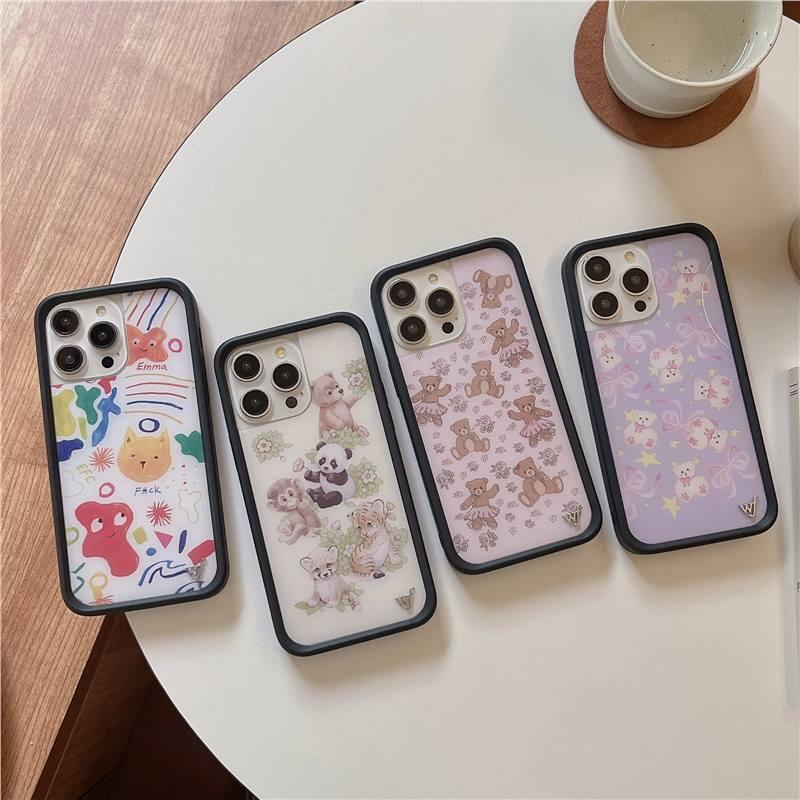 Phone Case IPhone 17 Pro Max 16 15 14 13 12 Cute Bear Bow Design Shockproof Protective Cover