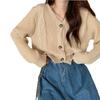 Lazy high-end short sweater women's autumn and winter twist milk fufu temperament thin V-neck jacket