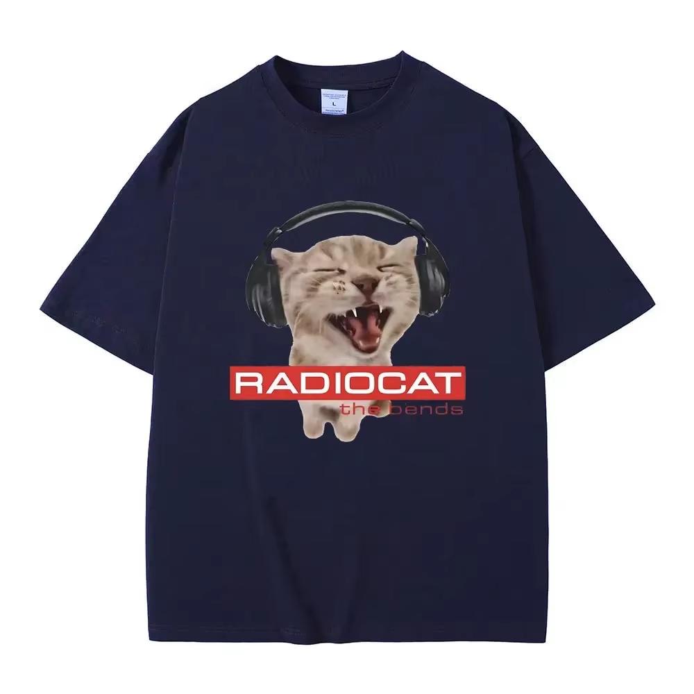 Rock Band Radiohead Funny Radiocat The Bends Printed Tshirt for Men  Women Casual Retro Gothic Oversized Tshirt XL