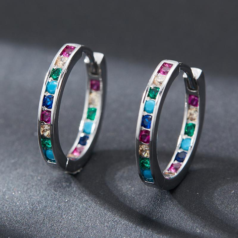 Europe and The United States Fashion Color Inlaid Zirconia Pendant Earrings for Women with Exquisite Zircon Accessories