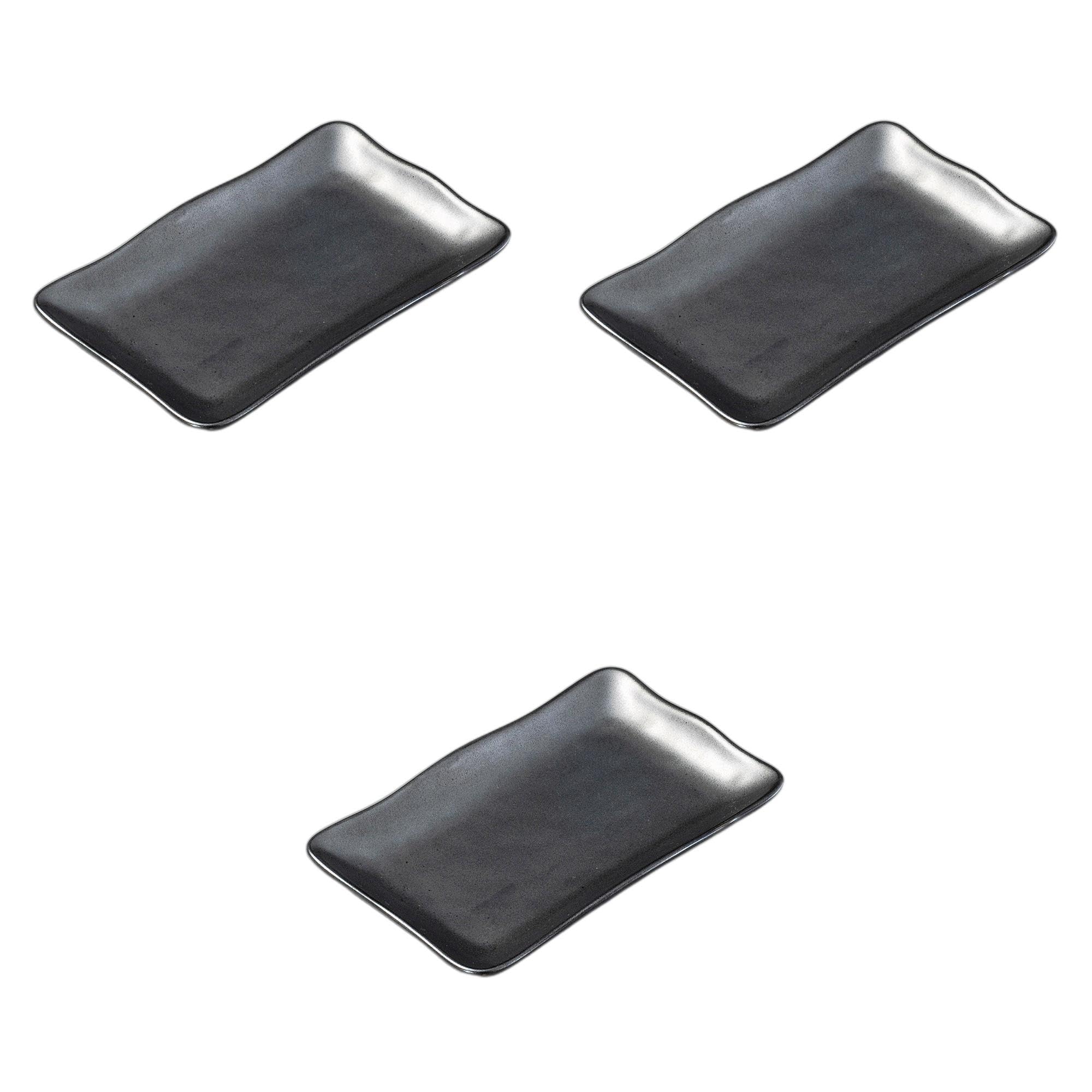 

Set of 3 Iron Crystal Yakitori Plates x x Ceramic Yakitori Plates by Setomonohonpo [21.7 13.6 2.9 cm]