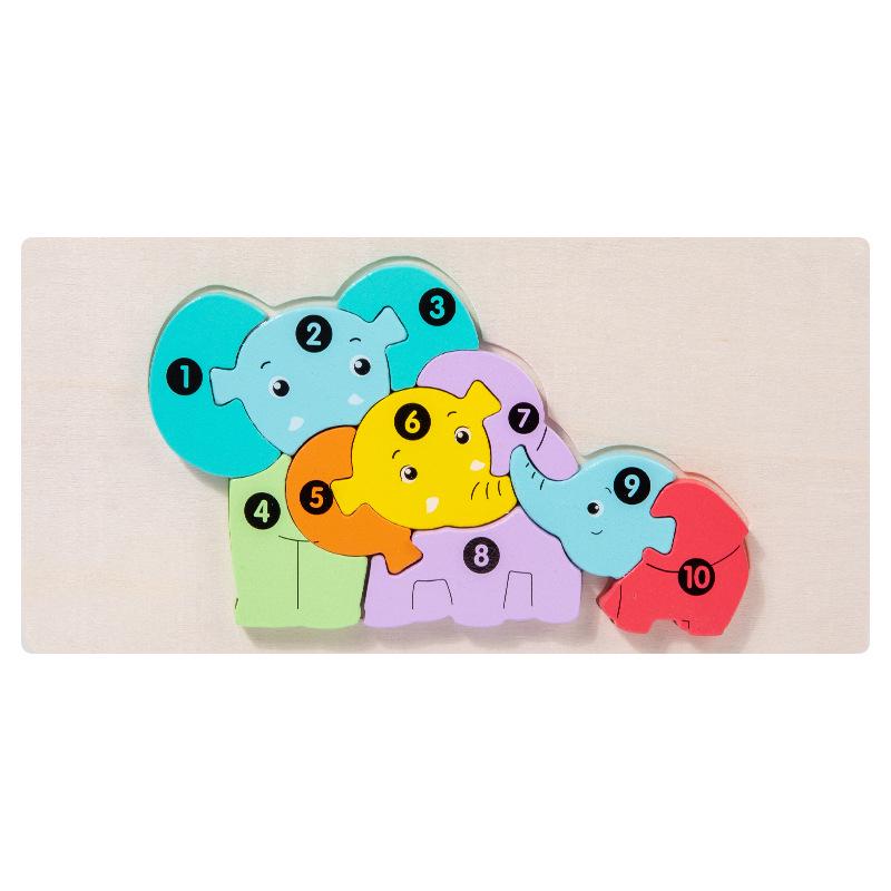 

3D Animal & Transportation Wooden Toddler Puzzle Blocks for Early Education & Cognitive Development