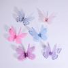 50Pcs 3D Organza Fabric Butterfly Appliques Colorful Double-layer Simulation Mesh Butterfly Patch Rhinestone Translucent
