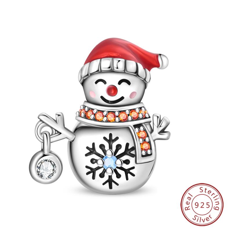 New Winter Charms Bead Copper Snowflake Snowman Penguin Deer Dangle Fit Bangle Bracelet Necklace Diy Jewelry