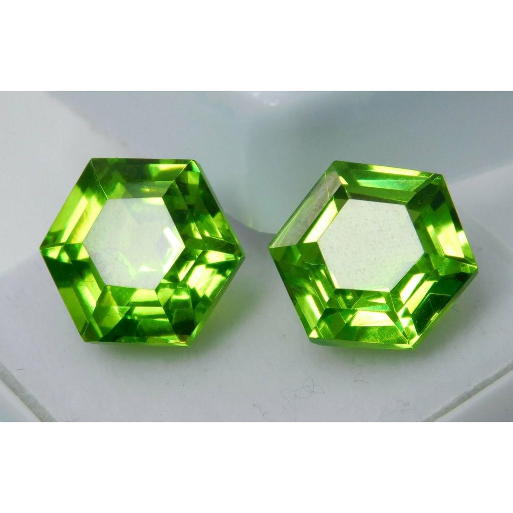 NATURAL Peridot FANCY CUT 16.00 Ct Faceted Gemstone Best Quality Pair
