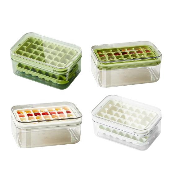 Large Ice Cube Tray with Lid And Bin Easy-Release Stackable Ice Cube