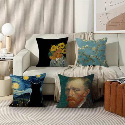 Vincent Van Gogh Öl INS Büro Kissenbezug Auto Kissenbezug 45x45CM Lendenkissenbezug Sofakissenbezug