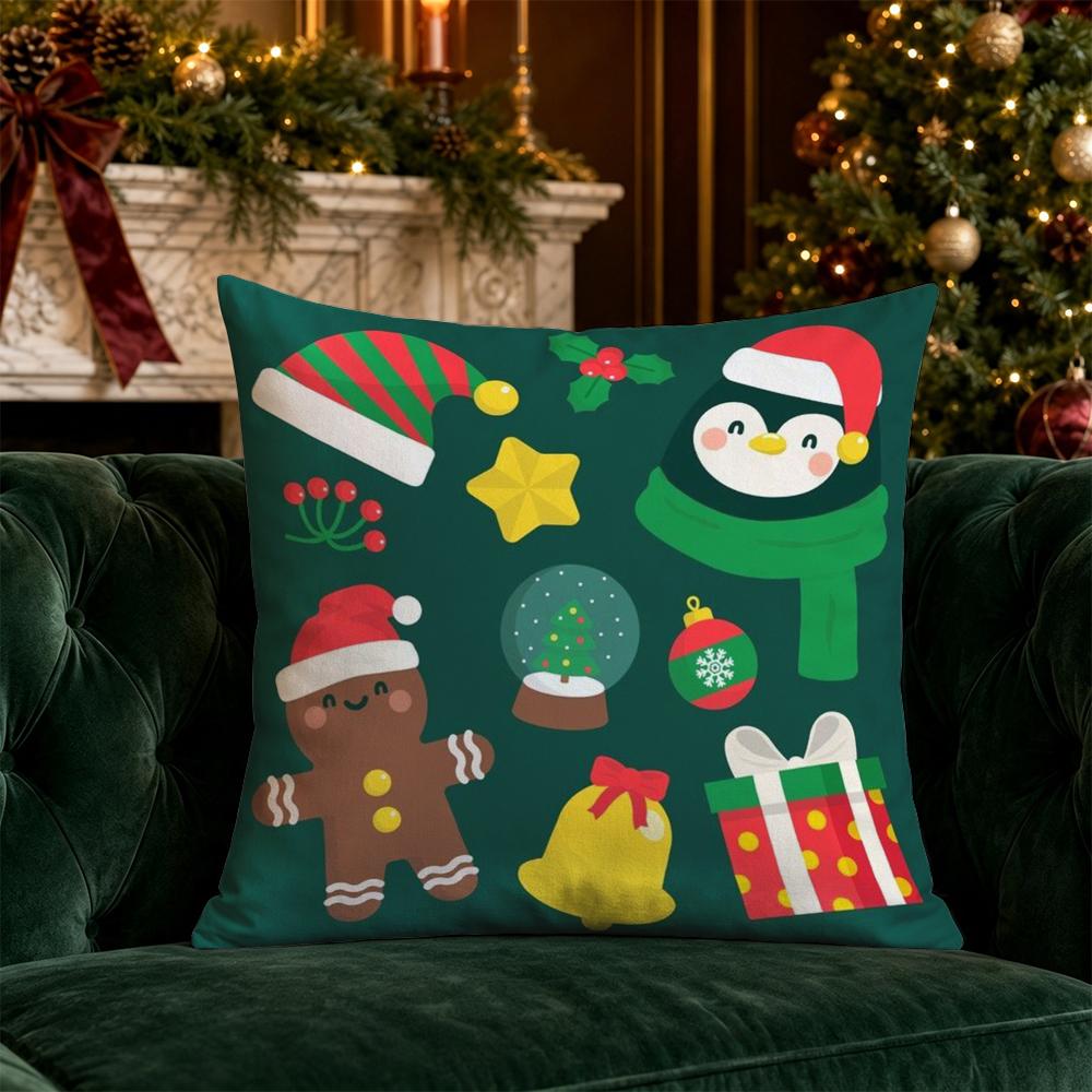 Christmas Cute Xmas Pillow Covers Pattern Cushion Cover Suitable for Sofa Bedroom Car Pillow Cover