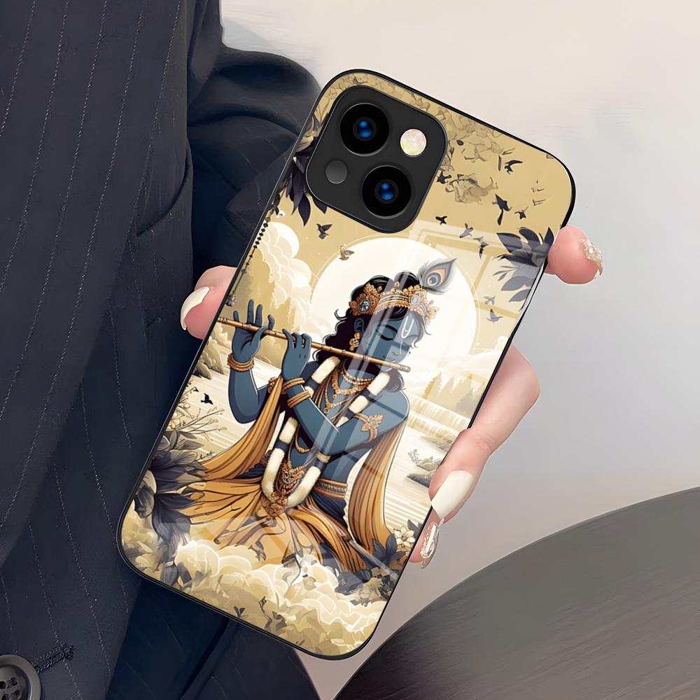 

Indian God Lord Krishna Phone Case For IPhone 17 Pro Max 15 Pro 16 14 Plus 12 13 Mini 11 Pro Shockproof Glass Cover iPhone12 ProMax