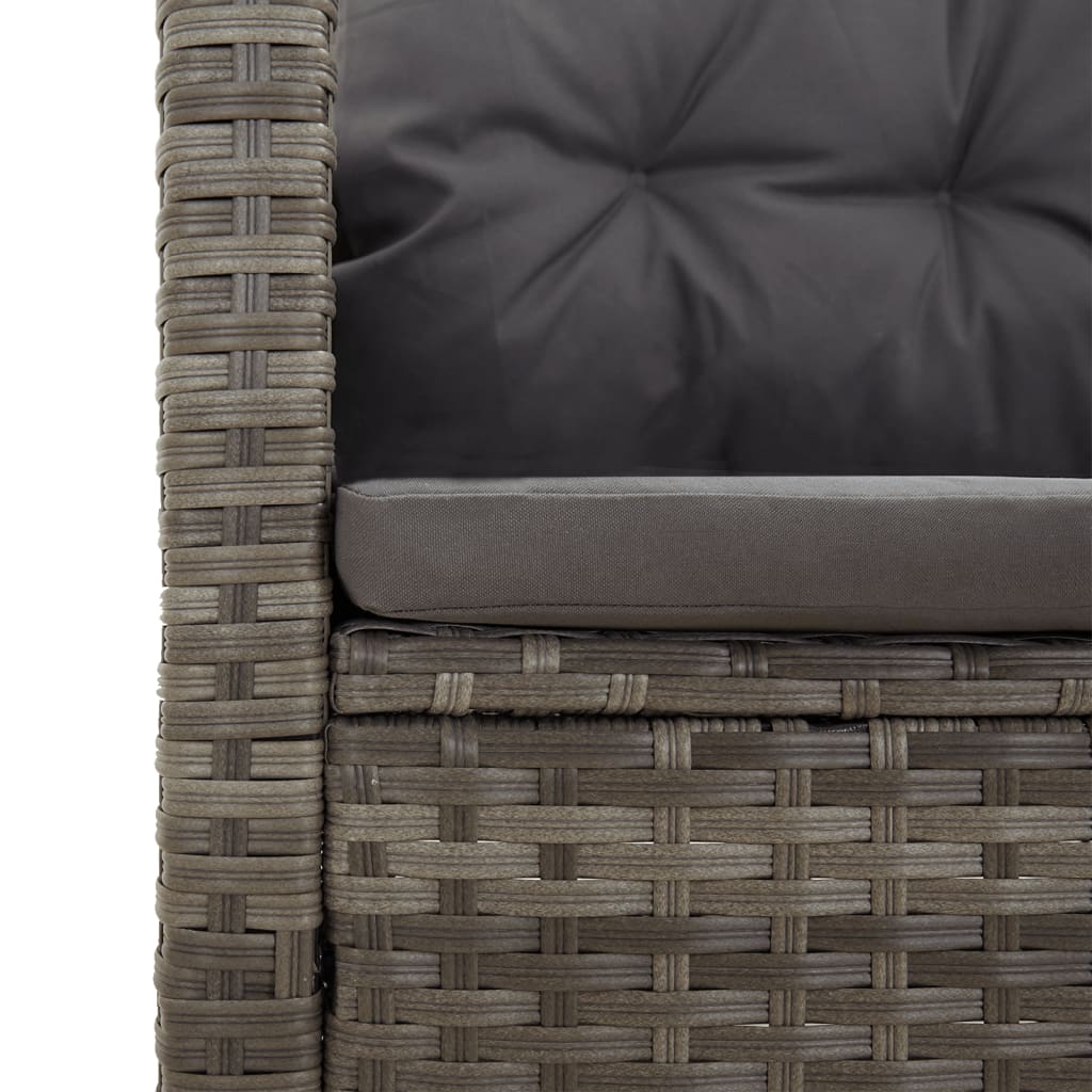 Corner Sofa with Reclining Function and Cushions Grey Poly Rattan