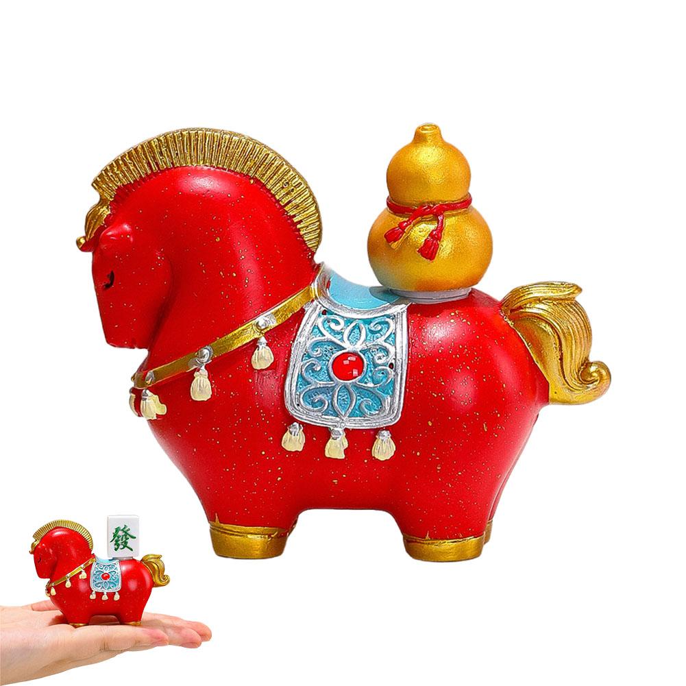 2026 Chinesisches Neujahr Harzpferd Figur Pferd Maskottchen Chinesischer Stil Tierkreiszeichen Pferd Ornamente Drehbar Pferd Miniatur Büro