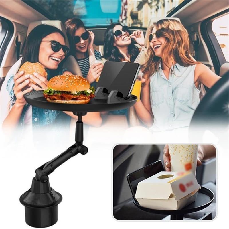 Bandeja Portavasos Para Coche Bandeja Portavasos Para Coche Bandeja Universal Para Portavasos De Coche Soporte Ajustable Para Teléfono 360 Mesa Giratoria Para Alimentos | En Línea
