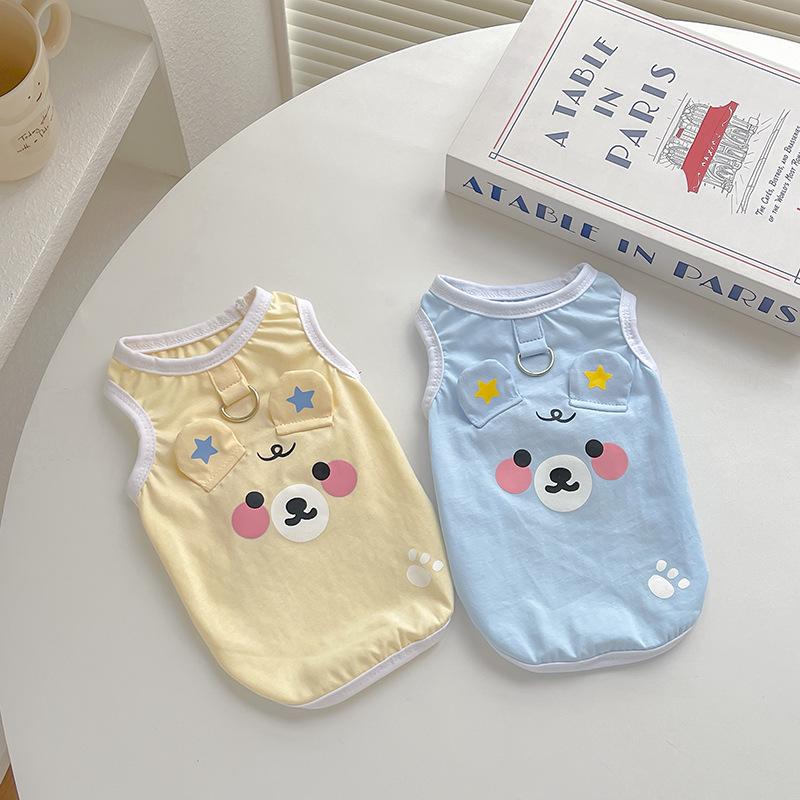 Star Bear Vest Dog Clothes: Leash-Compatible, Spring/Autumn Style for Medium/Large Breeds like Shiba Inu and Corgi - Indoor/Outdoor Use