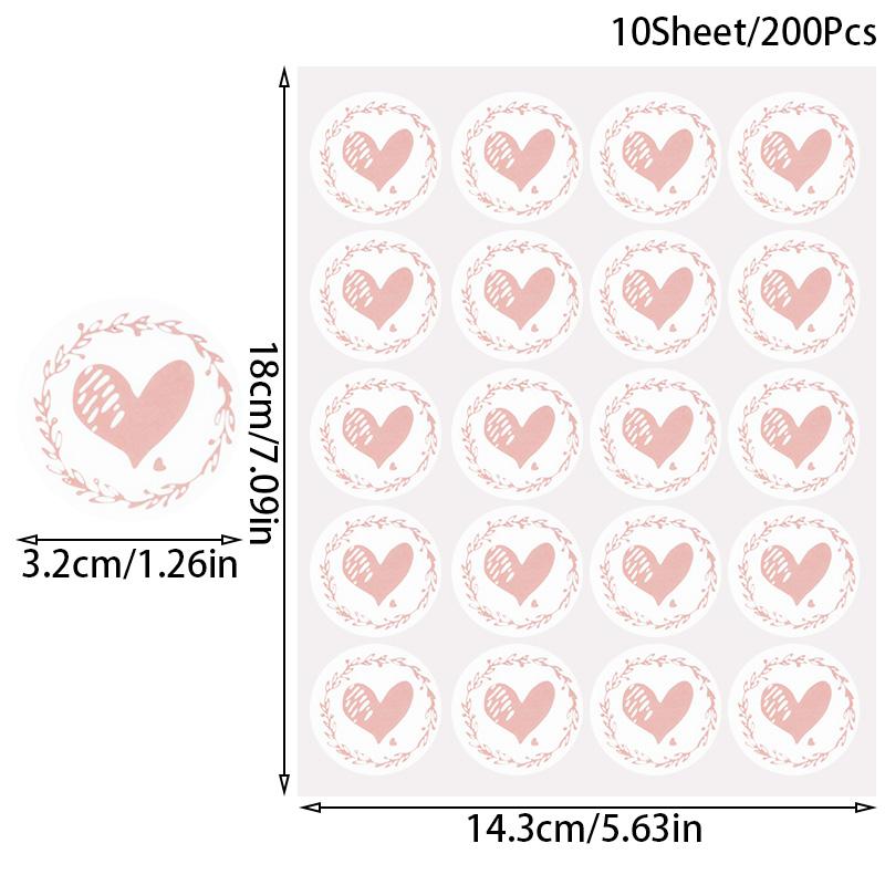 200Pcs Bronzing Transparent Sealing Stickers Love Heart Round Gold Silver Envelop Candy Bag Label for Baking Gift DIY Decoration