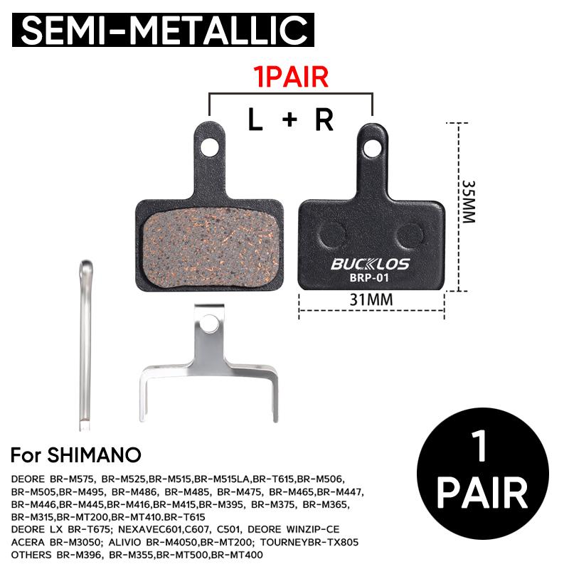 BUCKLOS Bike Brake Pads MTB Hydraulic Brake Semi-Metal Disc Pad Fit B01S B05S Mountain Road Bicycle Brake Part for SHIMANO MT200