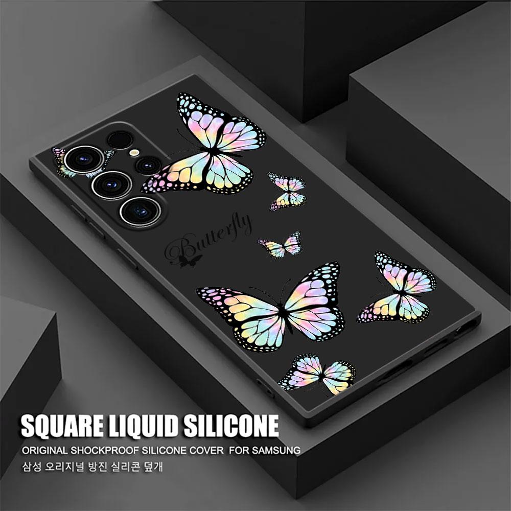 Pink Butterfly Phone Case For Samsung Galaxy S26 Ultra Cases S25 FE S24 S23 S21 Ultra S20 S24 FE S22 S26 Plus 5G Black Cover