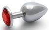 Round Gem Anal Jewel L 8 X 4cm Silver-Red - Ouch! - Anal Jewelry