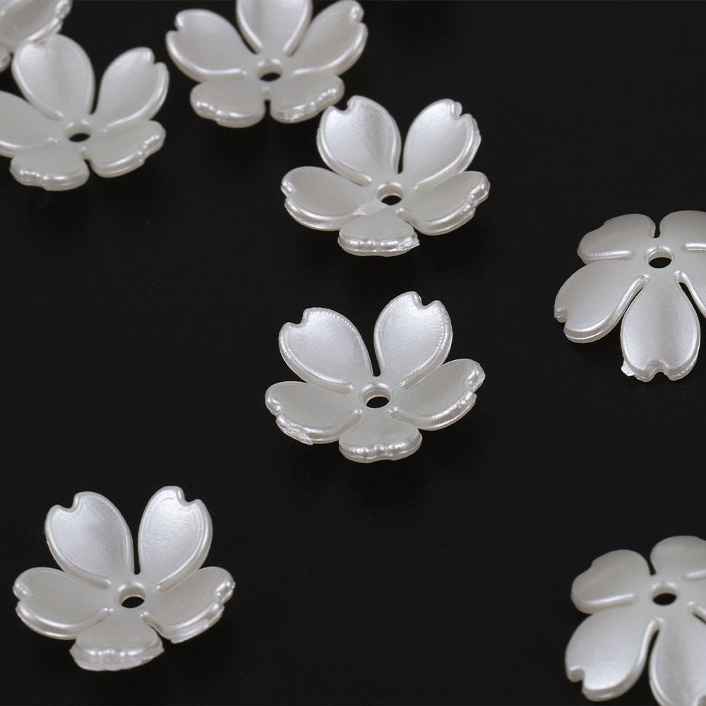 50-100pcs 15mm ABS Flowers Imitation Pearl Material Loose Beads Caps for DIY Bracelets Necklaces Jewelry Making Supplies