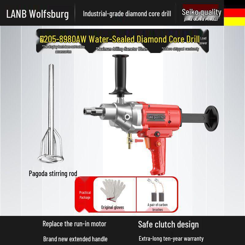 Diamantkern-Betonbohrer & Ständer – Handgehaltener Nass-/Trockenlochbohrer mit Wasserbohrermischer