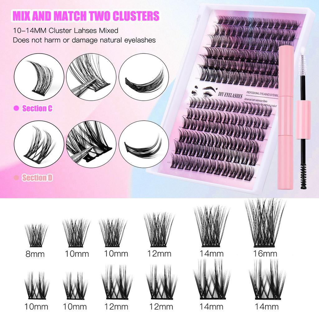 Diy Segmented False Eyelashes 12 Rows Large Capacity Glue Tweezers Set Combination Eyelashes