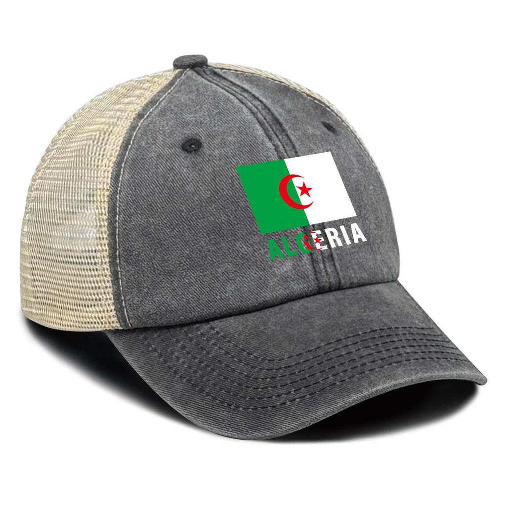 Algeria Flag Print Snapback Mesh Cap, Patriotic Sports Hat Slouchy Adjustable Buckle Sun Visor Leisure Adjustable Baseball Hat