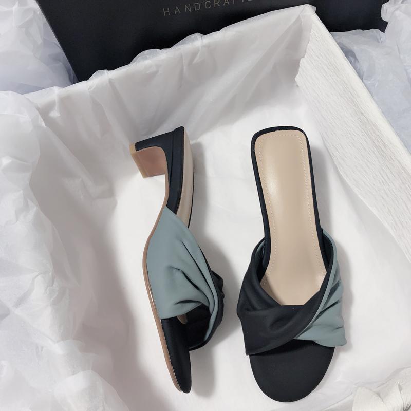 2025 New Great Easy To Wear Gentle Outer Wear Bow Color Matching Casual Versatile Korean Version Cool Slippers Women's Summer