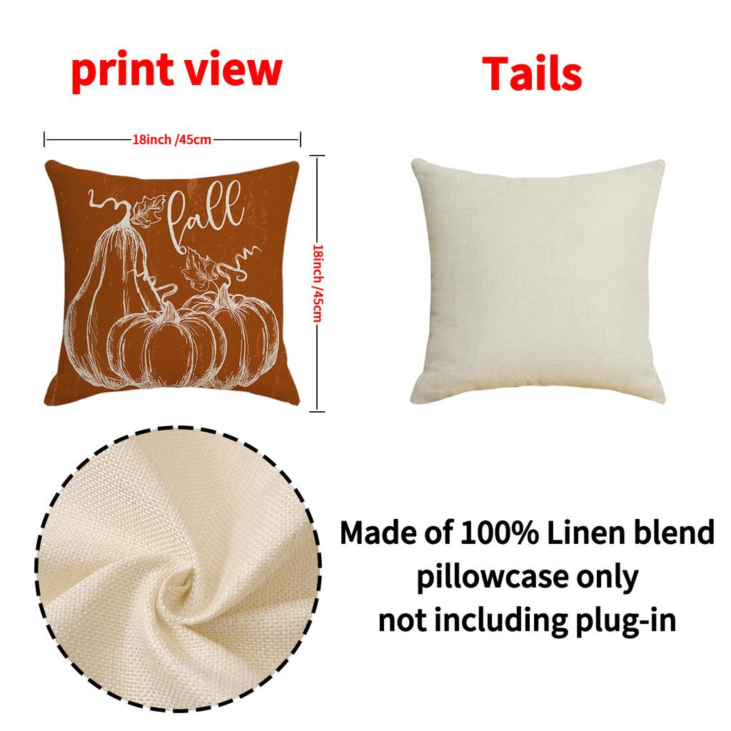 Autumn Pumpkin Set Pillow Cover Home Decor Sofa Cushion Letter Print Bedside Cushion Cover