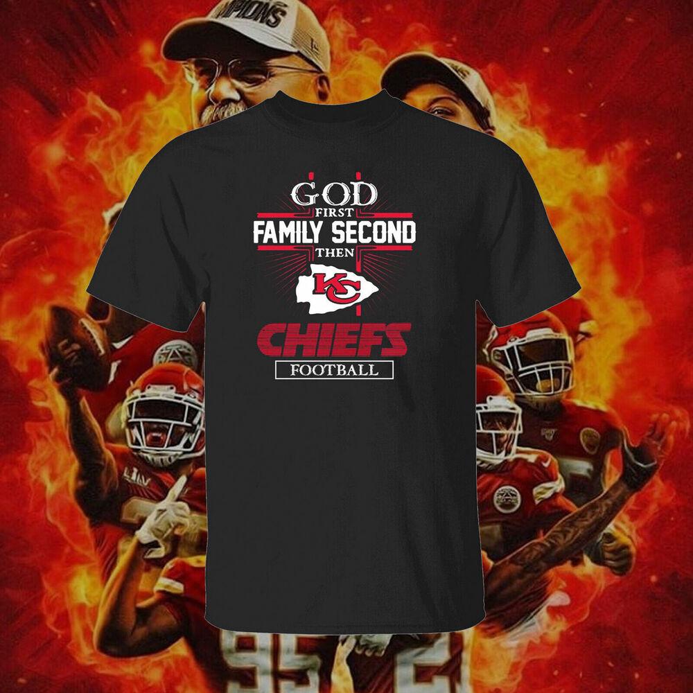 

Винтажная футболка унисекс 2023 God first Family, then Kansas City Chiefs footb