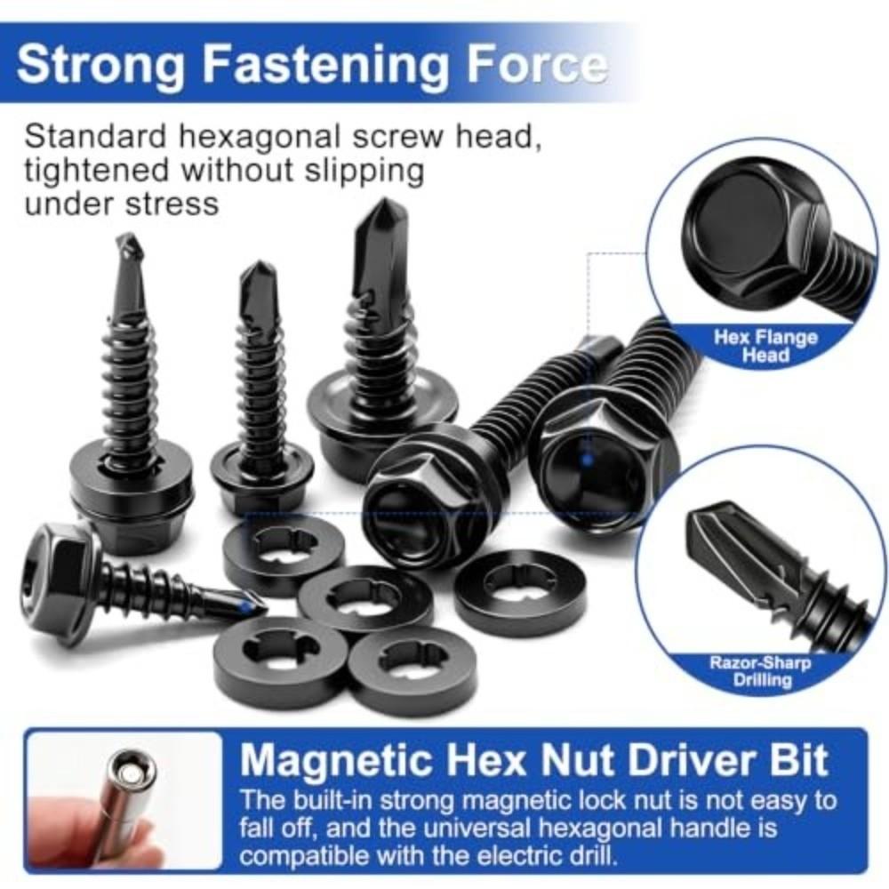 840pcs 410 Stainless Steel Self Tapping Screws Hex Washer Head Flange Hex Bolts For Motorcycle
